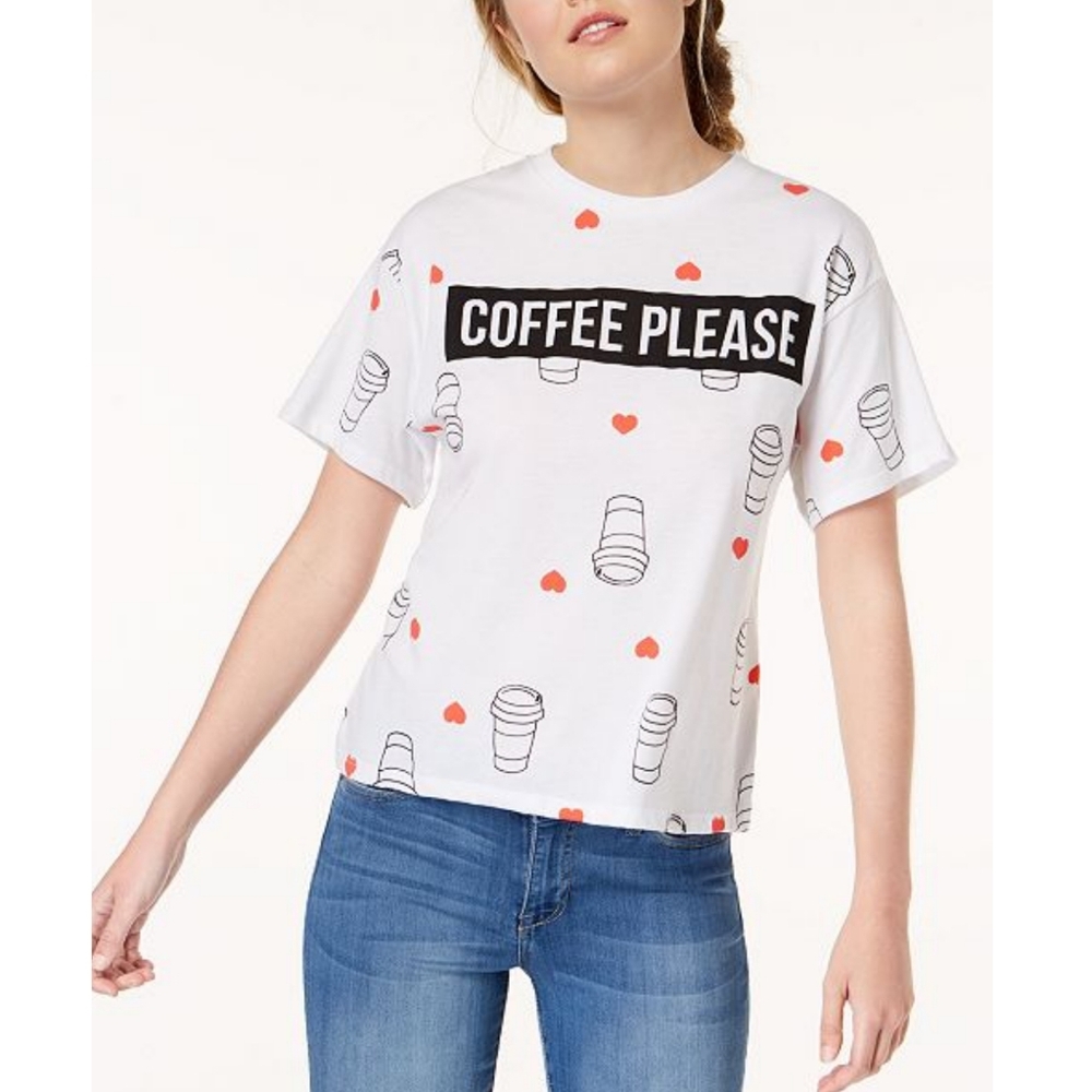 COFFEE PLEASE Allover Graphic Print Tee